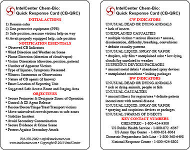 IntelCenter Chem-Bio Quick Response Card (CB-QRC)